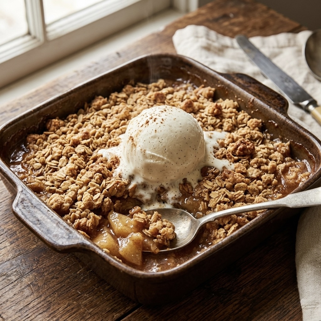 Ultimate Apple Crisp with a buttery oat topping and a hint of cinnamon
