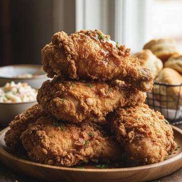 Southern Fried Chicken with a crispy crust and juicy interior