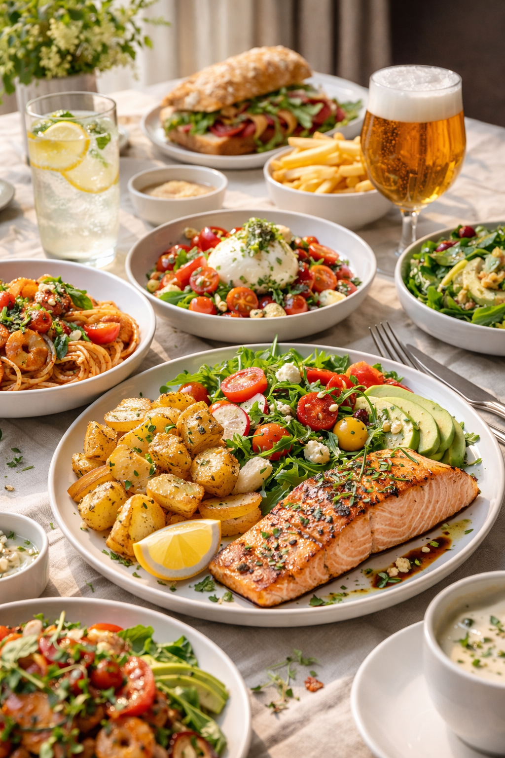 Fresh and healthy lunch bowl with vegetables and grains