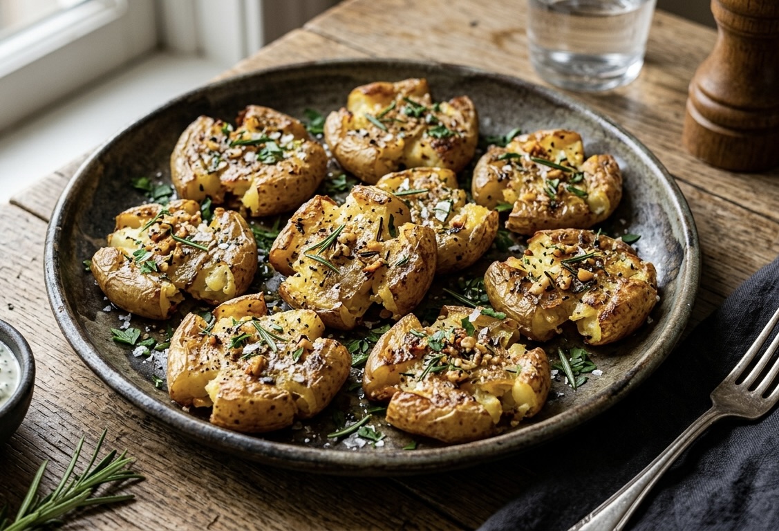Ultimate Smashed Potatoes with a golden crust and fluffy interior